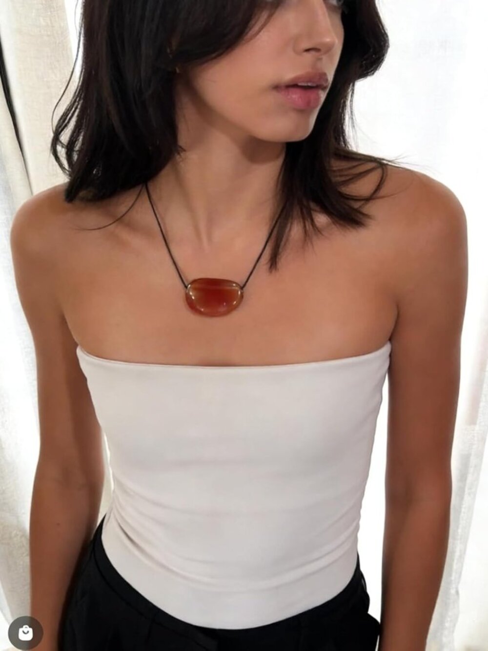 18K Chunky Gold & Silver Long Pendant Necklace, Minimalist Adjustable Charm - Picture 2 of 7